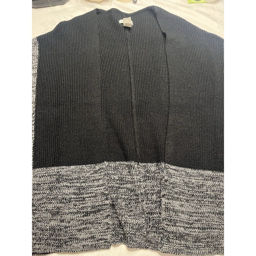Rebecca Minkoff Black Gray Color Block Shaw Poncho OSFM